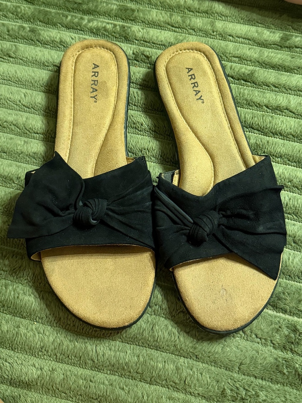 ARRAY Black bow Slide Sandals